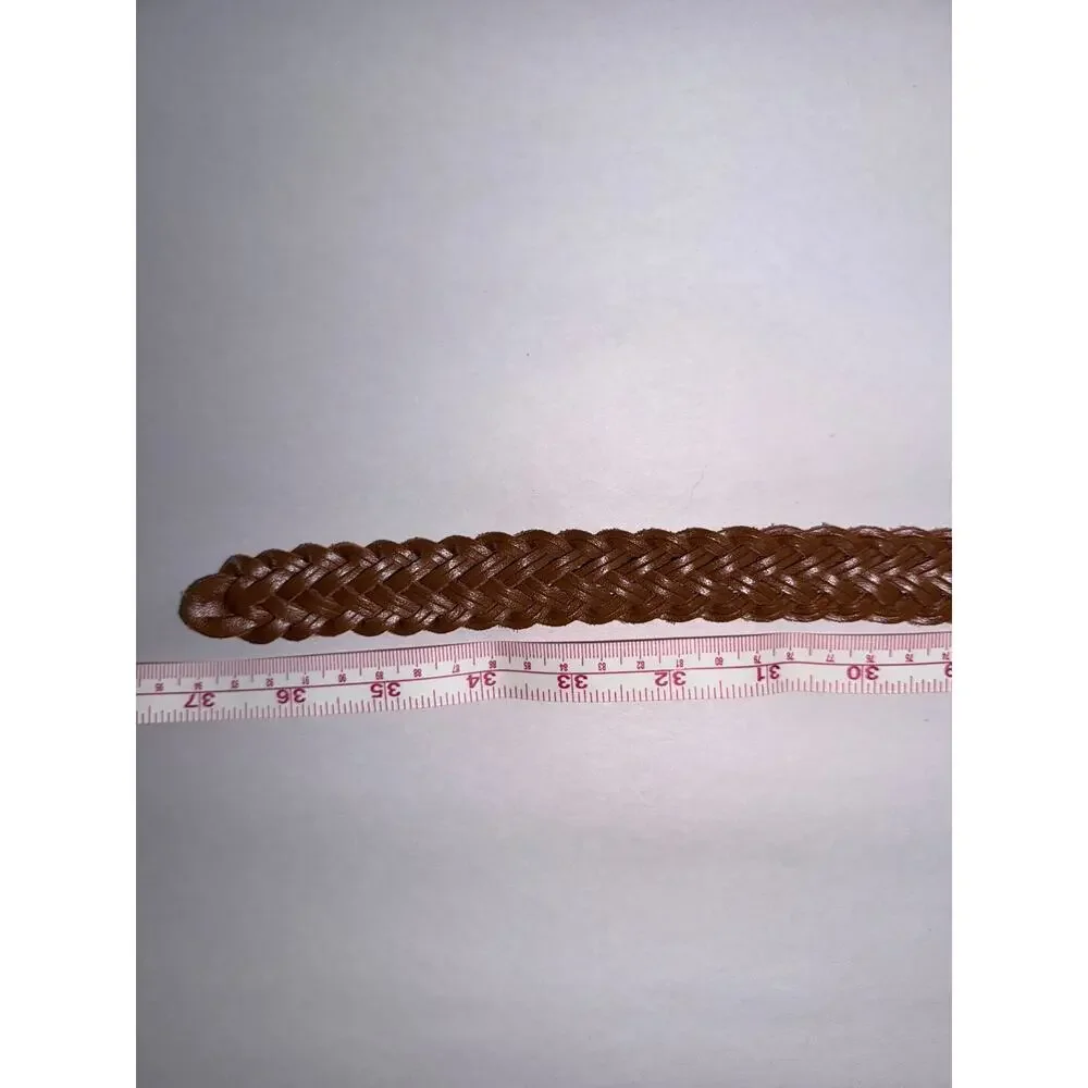 Tan leather braided belt made in Guatemala classic 34 unisex preppy nautical